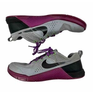 Nike Metcon 1 Flywire Wolf Gray Vivid Purple Sneakers Sz 8 Running 813101-005